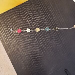 Floral Charm Bracelet with Multicolor Accents